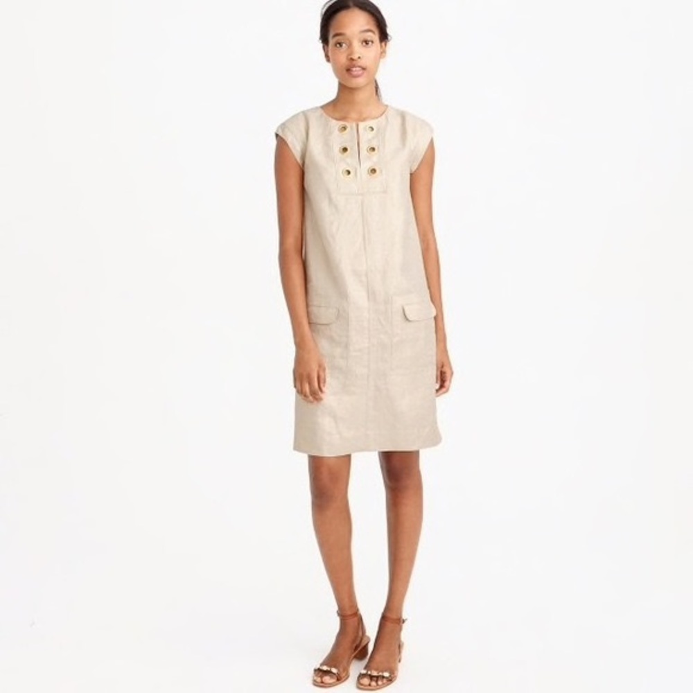Jcrew Gold Linen Shift Dress